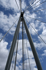 Obraz premium looking up at a cable-stayed bridge