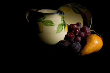 Grapes,  Pear and Grapes with Jug 