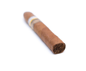 Cigar, isolated on white background. Small DOF.