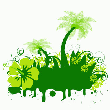 trendy grunge vector floral with palmtrees design
