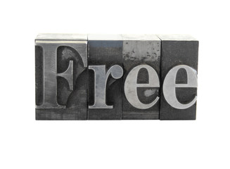 the word 'Free' in old, inkstained metal type