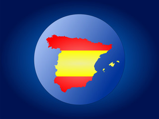 map and flag of Spain globe illustration
