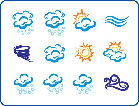 Blue Weaher Icons hand drawing
