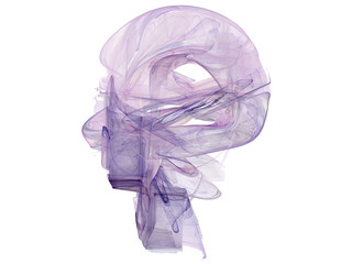 Rendered fractal abstract human head isolated over white