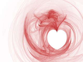 Fototapeta na wymiar Wydanego Fractal różowe serce na białym tle