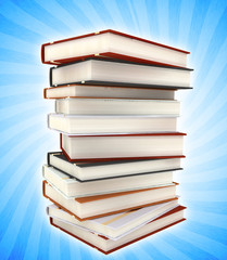 books on colored background