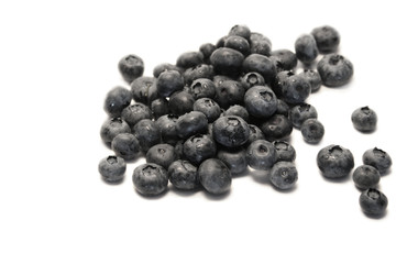 View of a pile of blueberries isolated over white