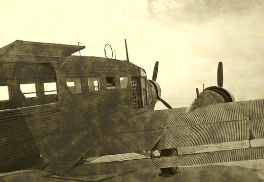 Artificially aged photo of Nazi German airplane