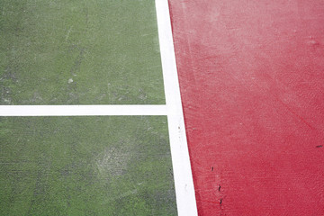 colorful tennis court close up at day time