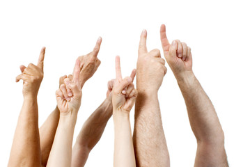Fingers pointing in one direction (white background)