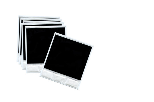 Group of blank polaroid photos isolated on white background