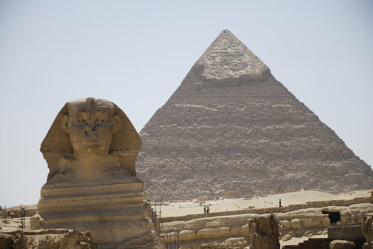 The sphynx and pyramid at Ghiza Egypt