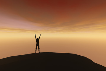 3D render of a silhouetted against the sky