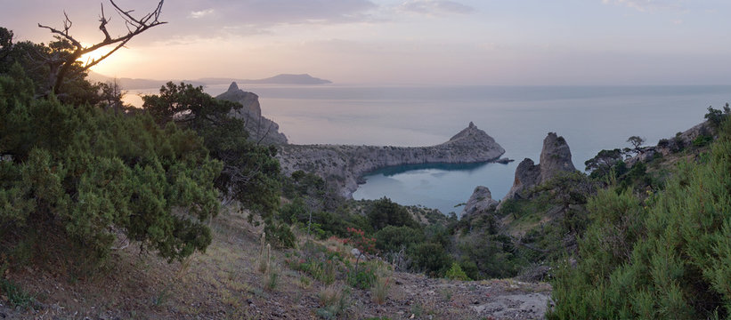 Daybreak coastline landscape
