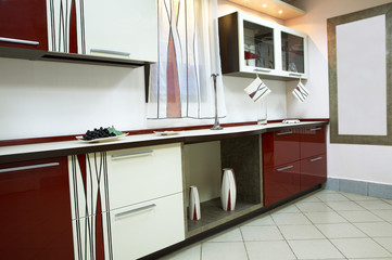 Beautiful and new furniture on modern kitchen