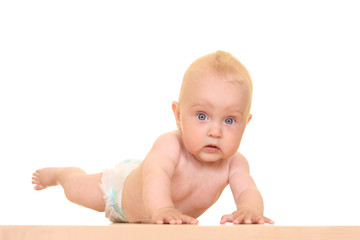 portrait of 8 months baby girl isolated on white