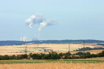 Summer landscape with nuclear power station-czech republic