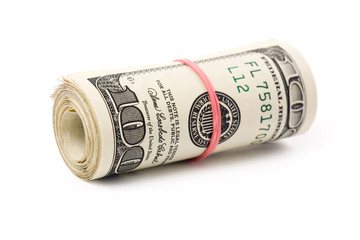 a roll of dollars with white background