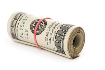 a roll of dollars with white background