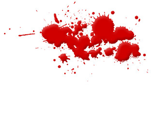 Illustration of blood splashes and stains over white background.