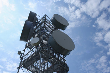 tower with microwave dishes