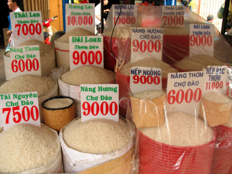 Different Types Of Rice In A Market, Saigon