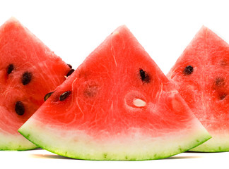 Appetizing slices of watermelon isolated on white