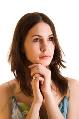 Naklejka premium happy young beauty girl in the sundress