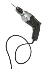 Powerful electric drill on a white background