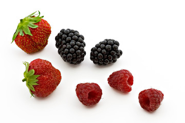strawberries, blackberries and raspberries