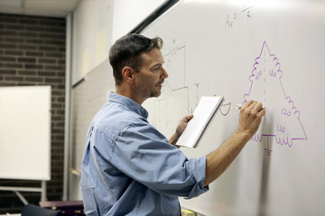  teacher drawing electrical circuit on a whiteboard. - Powered by Adobe