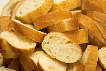 Close up of freshly sliced french loaf