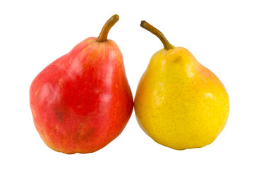 the two full pears isolated with clipping path