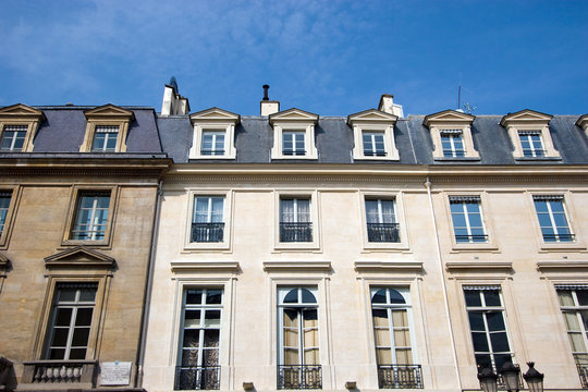 French apartments with a blue sky background