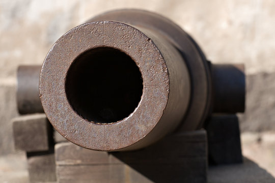 the barrel of an old cannon