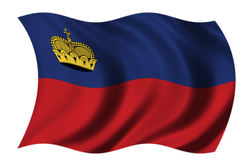 Flag of Liechtenstein waving in the wind