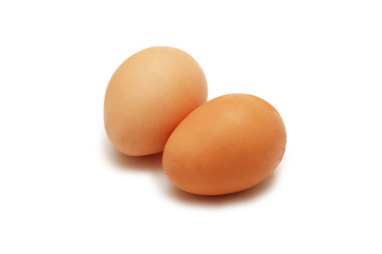 Two eggs isolated on the white background