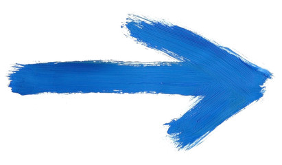 design element - blue hand painted arrow 