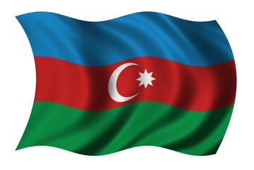Flag of Azerbaijan waving in the wind