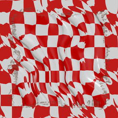 Winkled red and white cloth