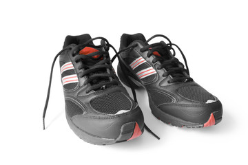 black jogging shoes isolated on white (contains clipping path)