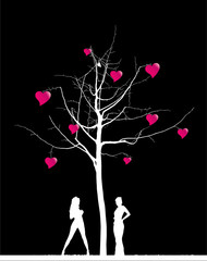 Fototapeta na wymiar hearts on a tree