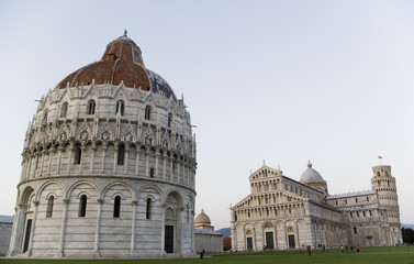 The battistero, the duomo cathedral and leaning tower of pisa 