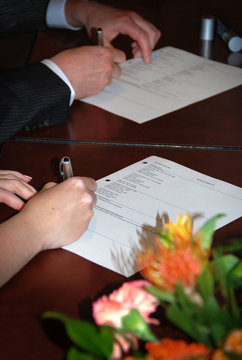 Signing a wedding contract