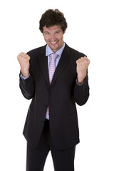 business man happy from his success on white background