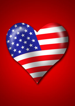 America Flag in heart shape