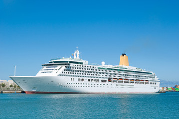 Elegant Cruise ship visiting Las Palmas, Spain.