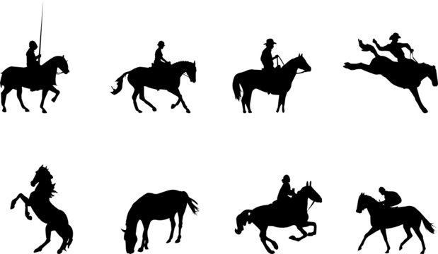 horse rider silhouettes