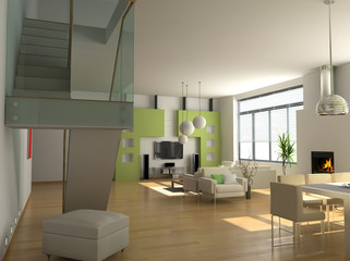 Fototapeta na wymiar nowoczesne wnętrza (prywatny apartament renderingu 3D).