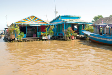 Fototapeta na wymiar street on the Tonle Sap lake, Cambodia